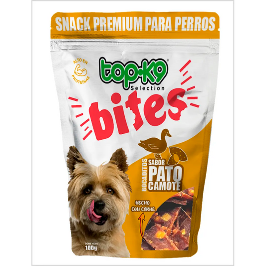 Bites perro top k 9 bocadito Pato/Camote 100g