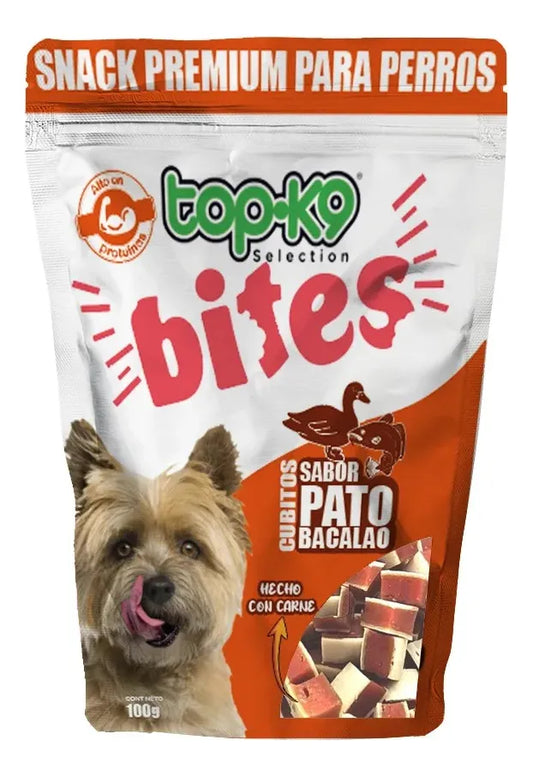 Bites perro top k 9 cubitos Pato/Bacalao 100g