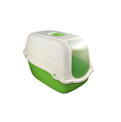 Arenero para gatos Romeo de color verde con filtro, tamaño 57x39x39 cm, de la marca Mundotito.