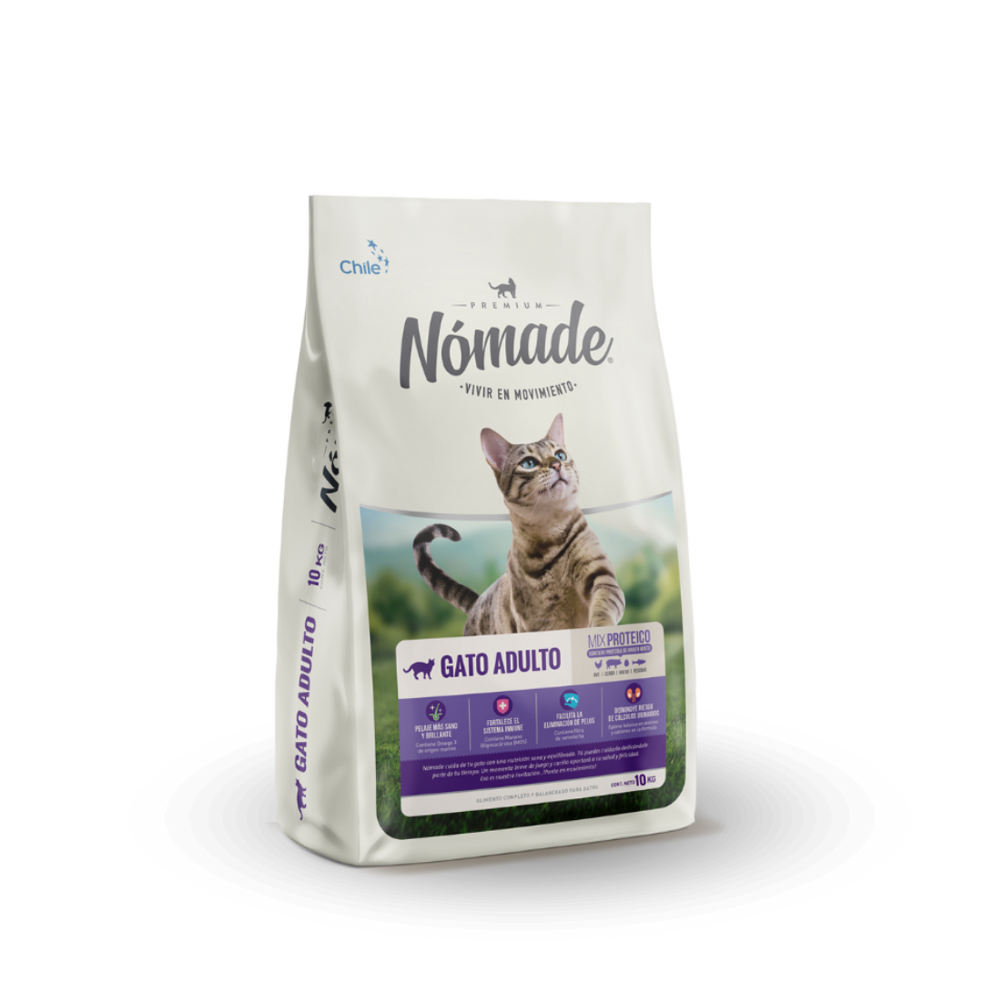 Alimento Nómade de la marca Mundotito, envase con variedad de ingredientes visibles y diseño colorido en la etiqueta.