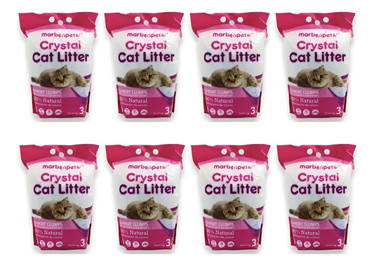 Arena de Sílica para Gatos Crystal Cat Litter Caja 8 Bolsas