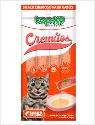 Cremitos para gatos sabor salmón de 15g de la marca Mundotito, con textura cremosa y ingredientes para mascotas felinas.
