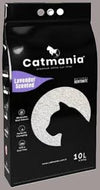 Arena para gatos Catmania de Mundotito, 17 kg, aroma a lavanda, con textura suave y absorbente en una caja grande.