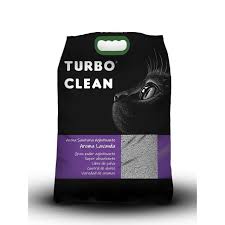 Arena para gatos Mundotito Turbo Clean de 20 kg con aroma a lavanda, mostrando la textura y empaque del producto.