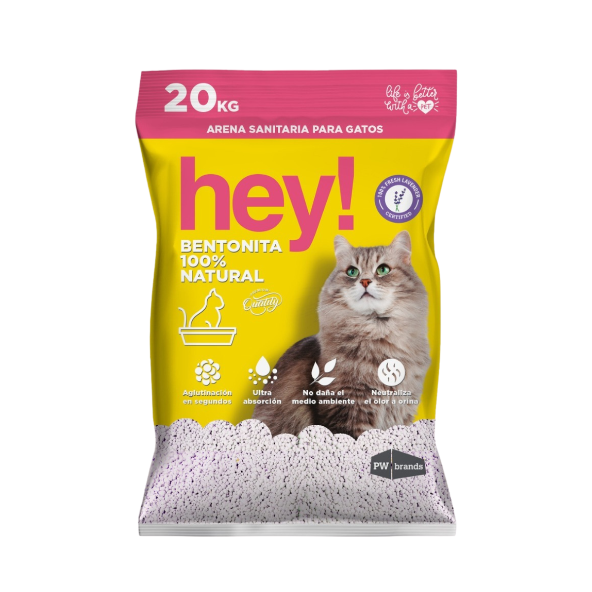 Arena para Gatos Hey! 20 kg - Aroma Lavanda Arena para Gatos Hey! 20 kg - Aroma Lavanda - Imagen 1