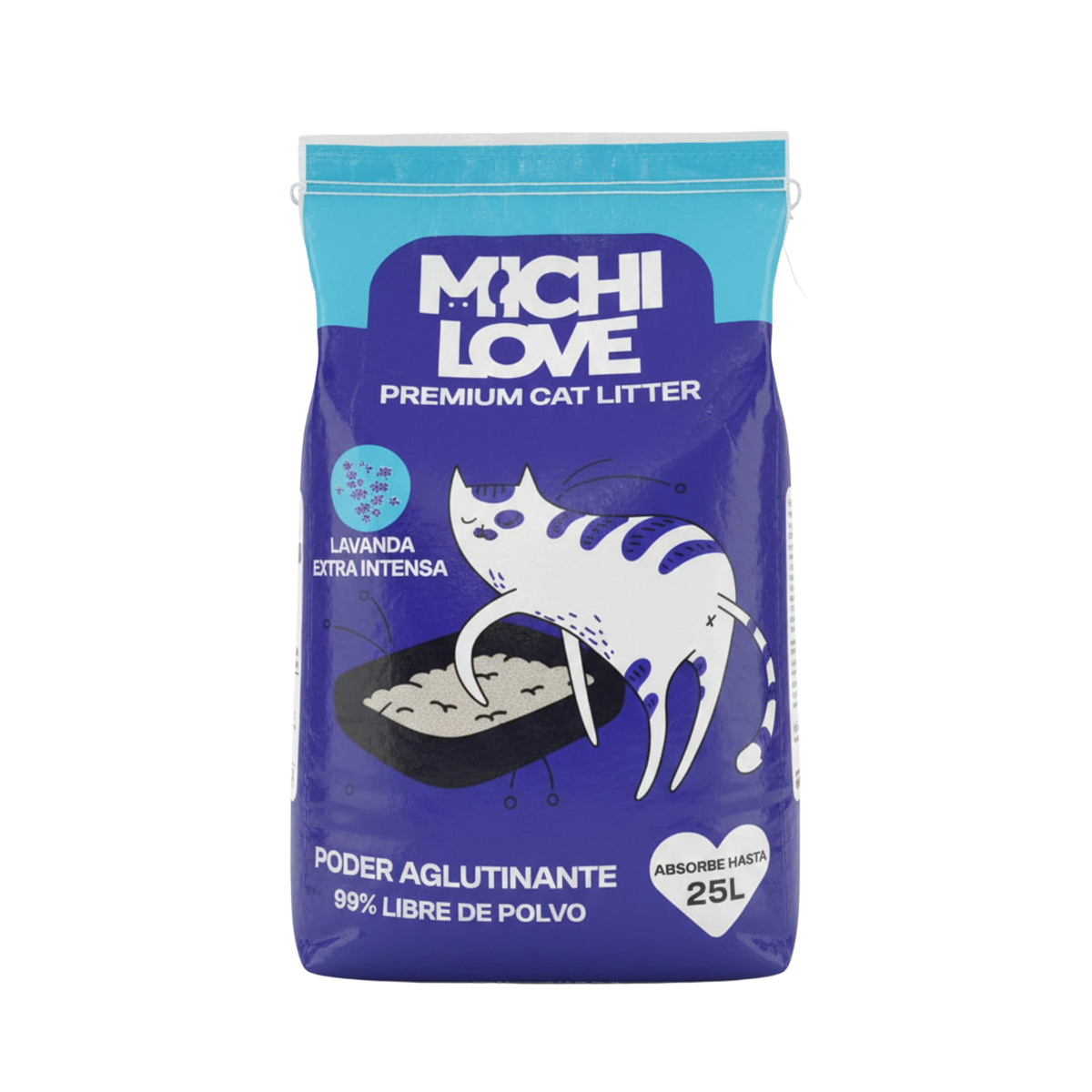 Arena para Gatos Michi love 20 kg - Aroma Lavanda Arena para Gatos Michi Love 20 kg - Aroma Lavanda - Imagen 1