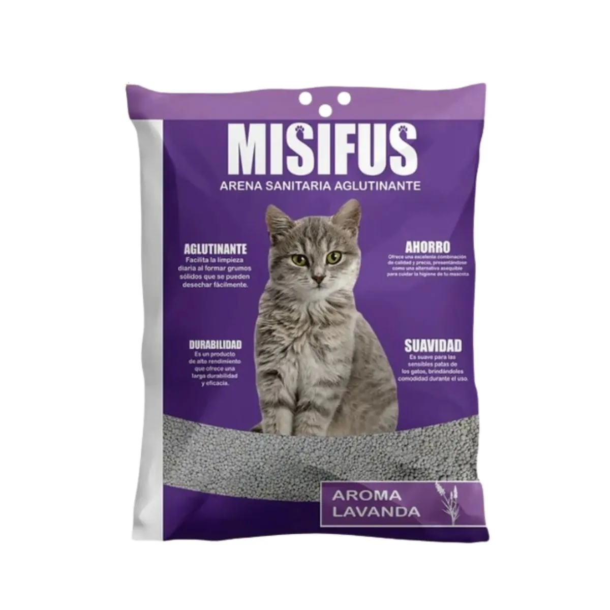 157 Arena para Gatos Misifus 20 kg - Aroma Lavanda - Imagen 1