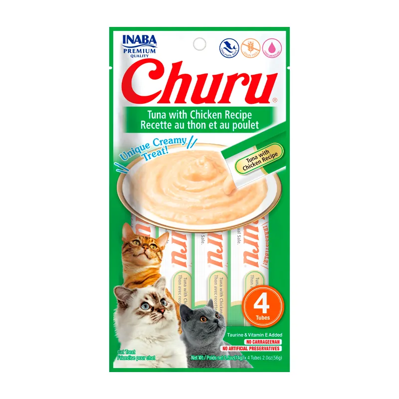162 Churu Snack Cremoso para Gatos - Atún con Pollo - Imagen 1