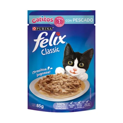 Sachet para Gatos Felix 85g - Gatitos Sabor Pescado Blanco