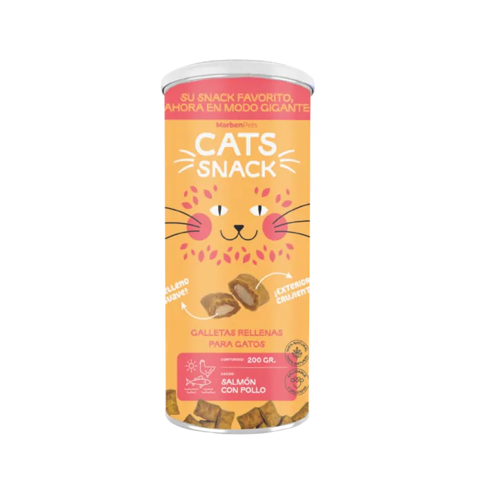 425 Tarro de Galletas Rellenas Cat's Snack para Gatos 200g - Salmón con Pollo - Imagen 1