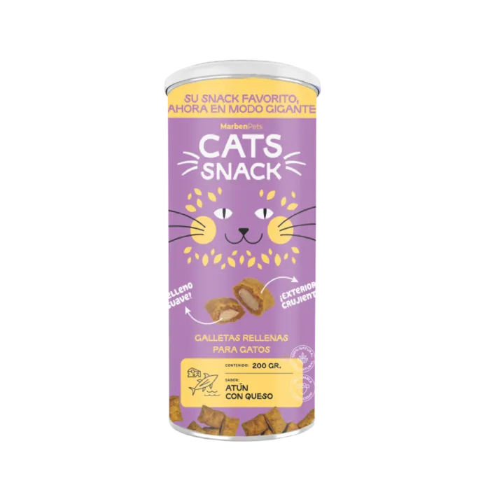 426 Tarro de Galletas Rellenas Cat's Snack para Gatos 200g - Atún con Queso - Imagen 1