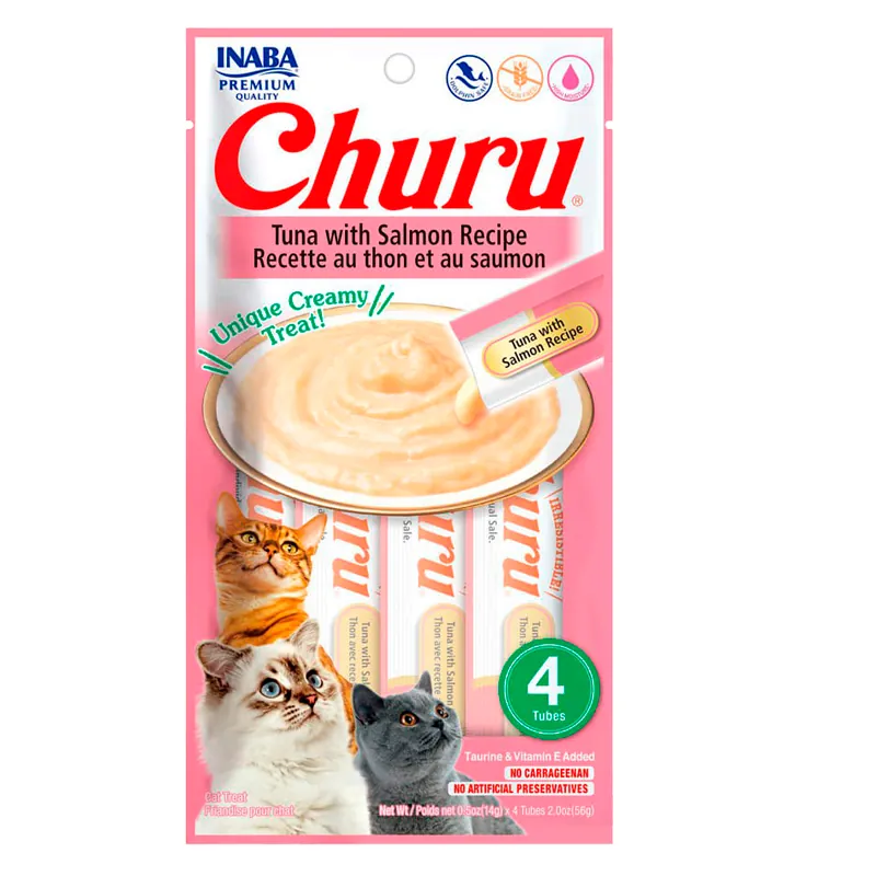 65 Churu Snack Cremoso para Gatos - Atún con Salmón - Imagen 1